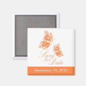Aimant Simple Orange Papillon Enregistrer Le Mariage Date (Recto/Verso)