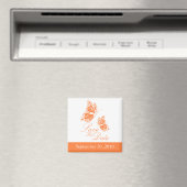 Aimant Simple Orange Papillon Enregistrer Le Mariage Date (In Situ (Lave-vaisselle))