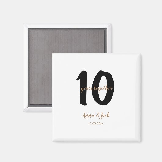 Aimant simple personnalisé 10 ans nom date (Recto/Verso)