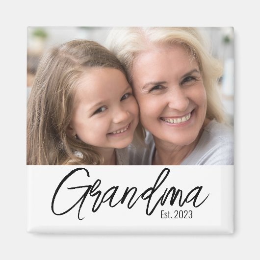 Aimant Simple Photo de grand-mère de l'année d'établissem (Devant)