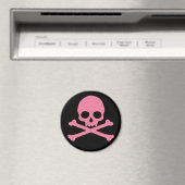 Aimant SImple Pink Skull and Crossbones (In Situ (Lave-vaisselle))