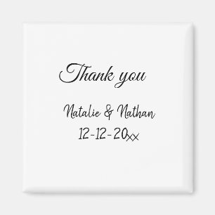 Aimant Simple remerciement minimal couple nom texte date