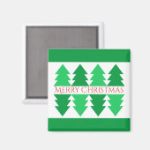 Aimant Simple Rouge Joyeux Noël Green Tree Design (Recto/Verso)