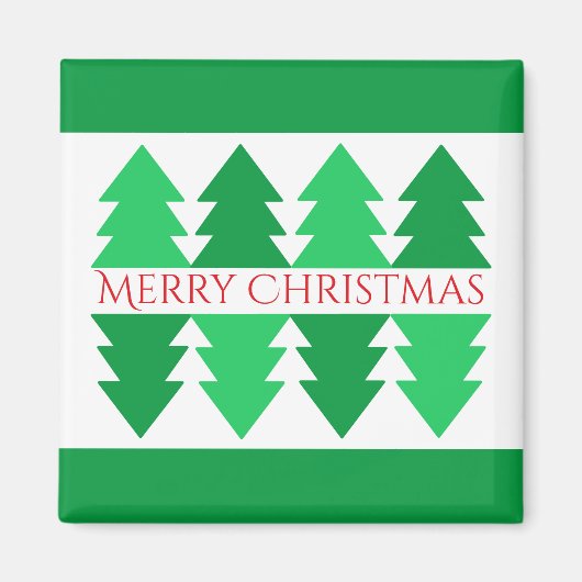 Aimant Simple Rouge Joyeux Noël Green Tree Design (Devant)
