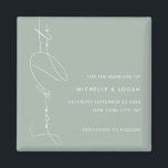 Aimant Simple Sage Vert Moderne Script manuscrit<br><div class="desc">Créez votre propre mariage simple et moderne,  enregistrez l'aimant de date avec une typographie manuscrite moderne et un design couleur vert sauge.</div>