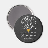 Aimant Simple Script Chalkboard Gold Heart Enregistrer la (Recto/Verso)