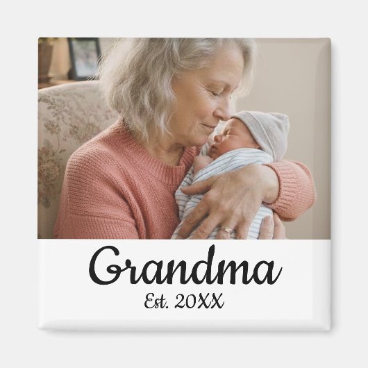 Aimant Simple Script Grand-mère Année d'établissement (Devant)