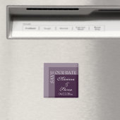 Aimant Simple Script moderne Mariage mauve magnétique (In Situ (Lave-vaisselle))