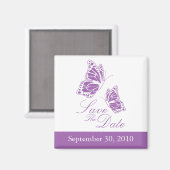 Aimant Simple Violet Papillon Enregistrer Le Mariage Date (Recto/Verso)