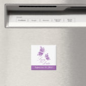 Aimant Simple Violet Papillon Enregistrer Le Mariage Date (In Situ (Lave-vaisselle))
