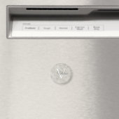 Aimant Simple White Marble Watercolor Monogram Name (In Situ (Lave-vaisselle))
