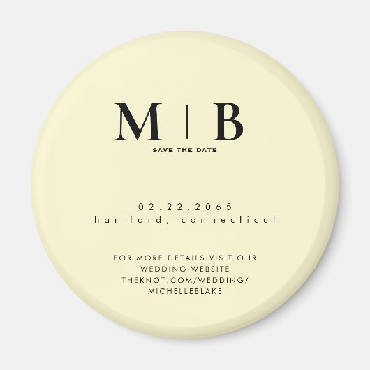 Aimant Simple Yellow Monogram Wedding Save the Date (Devant)