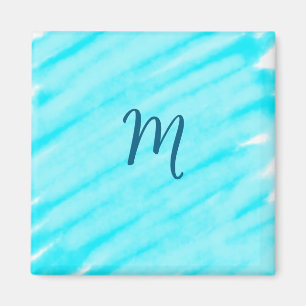 Aimant simples lignes bleues d'aquarelle ajoutez votre mo