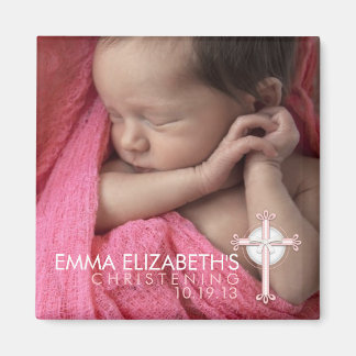 Aimant Simply Sweet Cross Christening Photo Keepsaké
