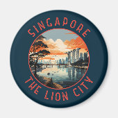 Aimant Singapore Retro Distressed Circle (Devant)