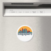 Aimant Singapour Retro City Skyline City Art (In Situ (Lave-vaisselle))