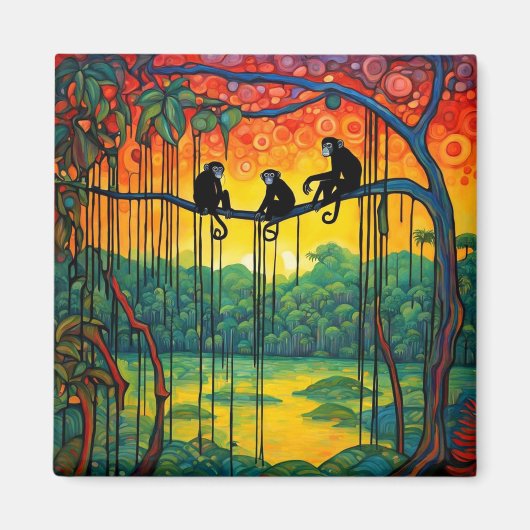 Aimant Singe araignée sur une branche (Devant)