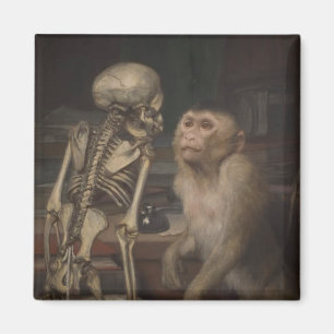 Aimant Singe avant un squelette (par Gabriel von Max)