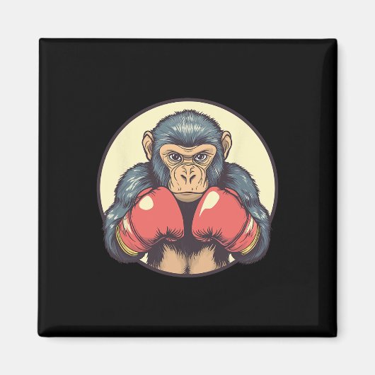 Aimant Singe Avec Gants De Boxe Déterminé (Devant)