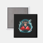 Aimant Singe boxeur avec gants de boxe Kickboxing Drôle B (Recto/Verso)