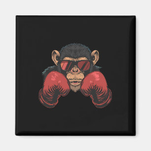 Aimant Singe boxeur avec gants de boxe Kickboxing Drôle B