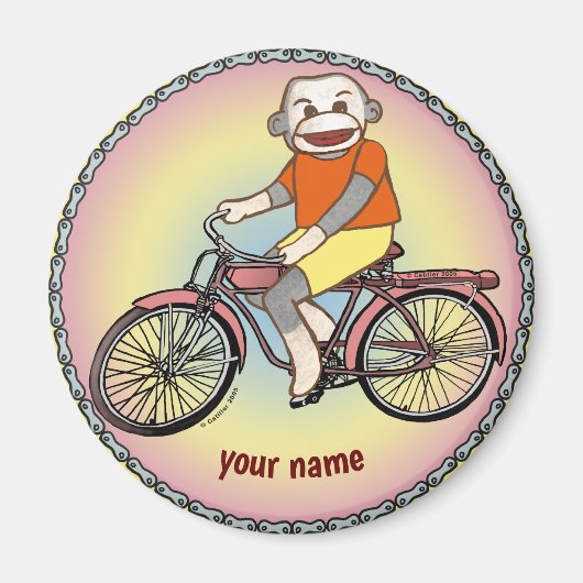 Aimant Singe chaussette bicyclette (Devant)