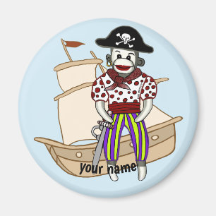 Aimant Singe chaussette Pirate 