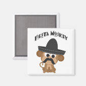 Aimant Singe de Fiesta avec un Mustach et un Sombrero mex (Recto/Verso)