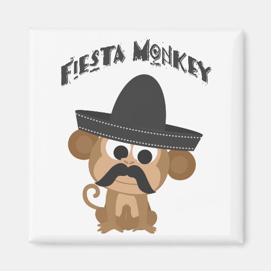 Aimant Singe de Fiesta avec un Mustach et un Sombrero mex (Devant)