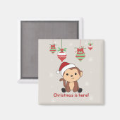 Aimant Singe Noël Neige Hiver Animaux Singes Magne (Recto/Verso)