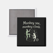 Aimant Singe voit singe grimper Graphique drôle d'escalad (Recto/Verso)