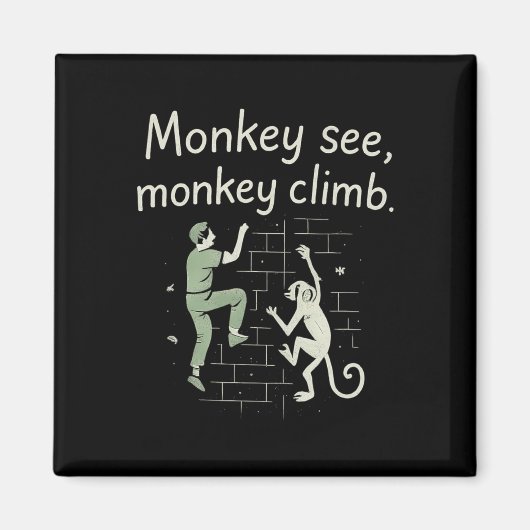 Aimant Singe voit singe grimper Graphique drôle d'escalad (Devant)