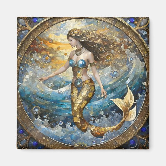 Aimant Sirène dans les vagues de l'océan (Devant)