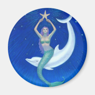 Aimant Sirène de lune de dauphin