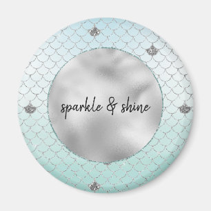 Aimant Sirène de Parties scintillant en argent Mint Blue