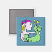 Aimant Sirène d'ivoire aux cheveux roses (Recto/Verso)