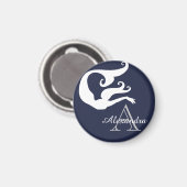 Aimant Sirène personnalisée White Navy bleu monogrammée (Recto/Verso)