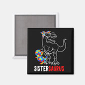 Aimant Sistersaurus T Rex Dinosaure Sensibilisation à l'a (Recto/Verso)