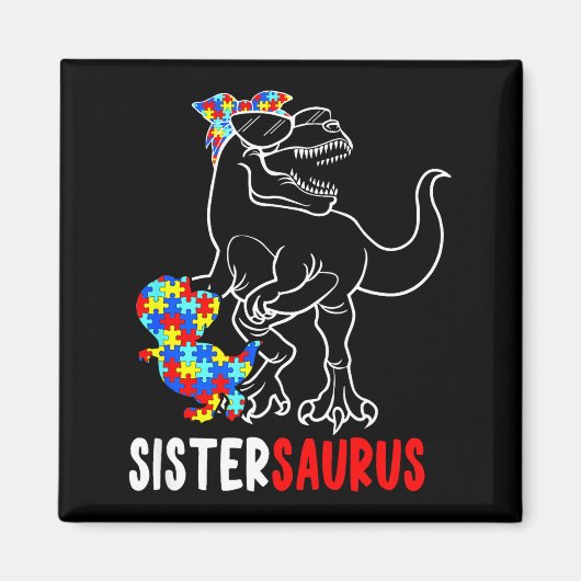 Aimant Sistersaurus T Rex Dinosaure Sensibilisation à l'a (Devant)