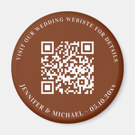 Aimant Site mariage QR code détails rsvp brûlé orange (Devant)