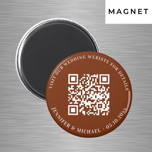 Aimant Site mariage QR code détails rsvp brûlé orange