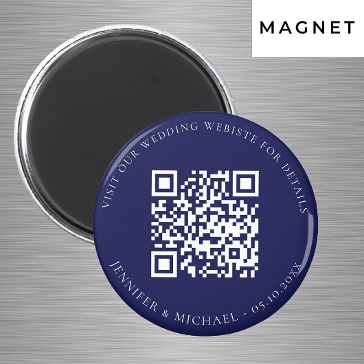 Aimant site mariage QR code détails rsvp marine bleu