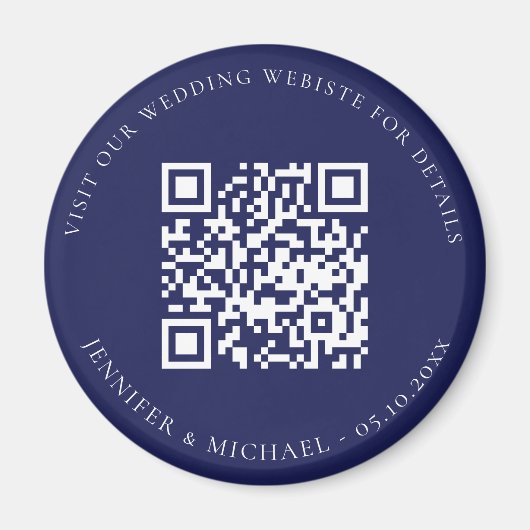 Aimant site mariage QR code détails rsvp marine bleu (Devant)