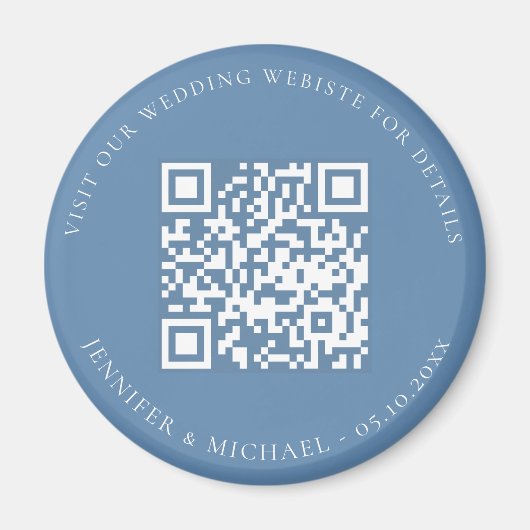 Aimant Site mariage QR code détails rsvp poussiéreux bleu (Devant)
