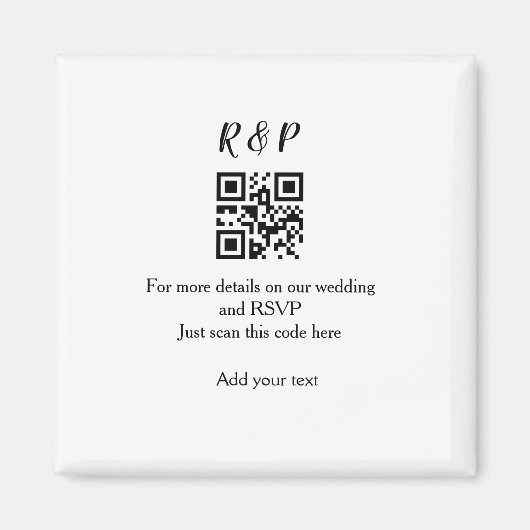 Aimant Site web de mariage rsvp q r code ajouter nom text (Devant)