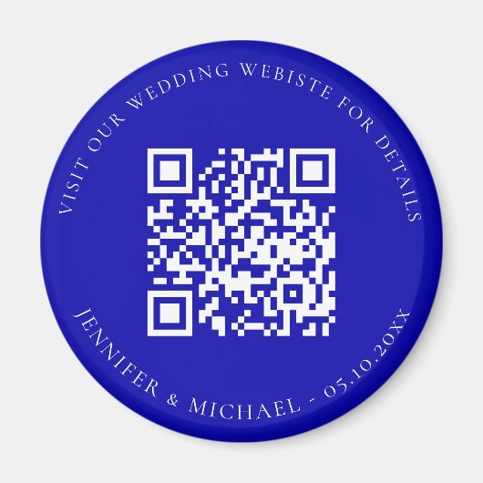 Aimant site web mariage QR code détails rsvp royal bleu (Devant)