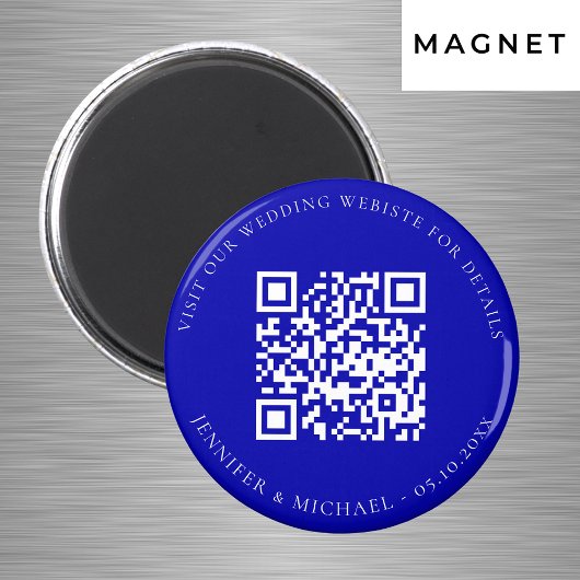 Aimant site web mariage QR code détails rsvp royal bleu