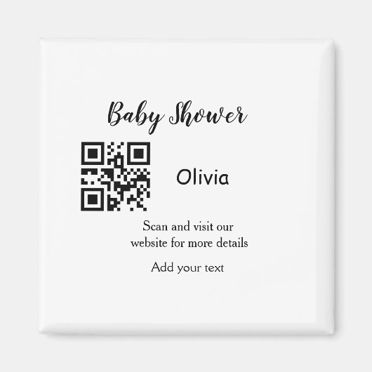 Aimant Site web simple pour fête prénatale code barre QR (Devant)