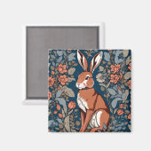 Aimant Sitting Hare William Morris Inspiré Floral (Recto/Verso)