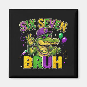 Aimant Six sept bruh garçons enfants mardi gras alligator